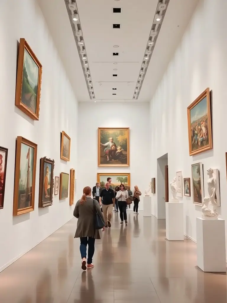 A photograph of a recent contemporary art exhibition hosted by COLLECTIF ART'YSTRIA, featuring diverse artworks and attendees appreciating the display.